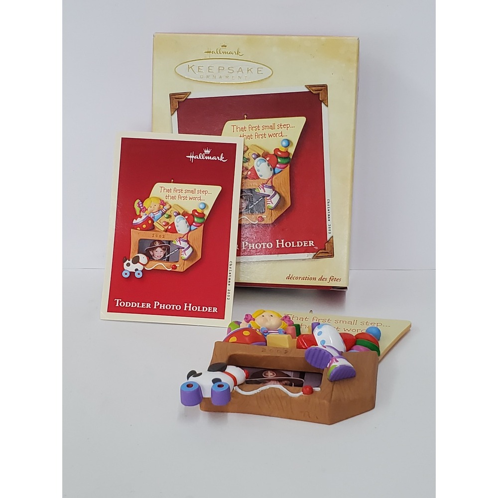 Hallmark Keepsake Ornament 2002 Toddler Photo Holder Toy Box Nina Aube Vintage